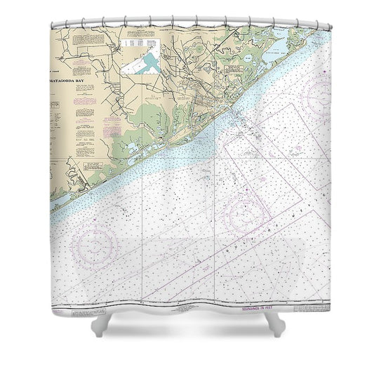 Nautical Chart 11321 San Luis Pass East Matagorda Bay Shower Curtain