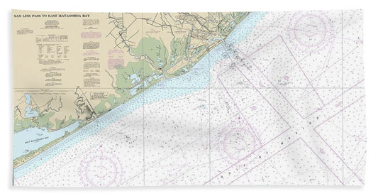 Nautical Chart-11321 San Luis Pass-east Matagorda Bay - Bath Towel