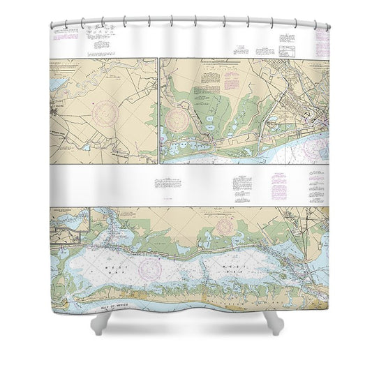 Nautical Chart 11322 Intracoastal Waterway Galveston Bay Cedar Lakes Shower Curtain