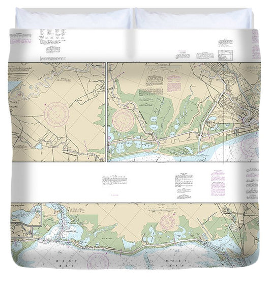 Nautical Chart 11322 Intracoastal Waterway Galveston Bay Cedar Lakes Duvet Cover