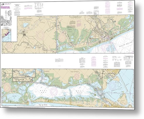 A beuatiful Metal Print of the Nautical Chart-11322 Intracoastal Waterway Galveston Bay-Cedar Lakes - Metal Print by SeaKoast.  100% Guarenteed!