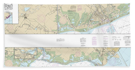 Nautical Chart-11322 Intracoastal Waterway Galveston Bay-cedar Lakes - Bath Towel