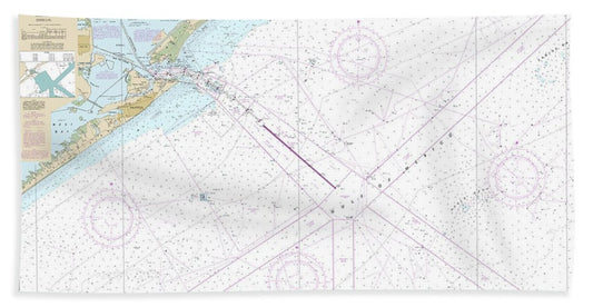 Nautical Chart-11323 Approaches-galveston Bay - Bath Towel