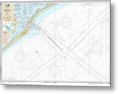 A beuatiful Metal Print of the Nautical Chart-11323 Approaches-Galveston Bay - Metal Print by SeaKoast.  100% Guarenteed!