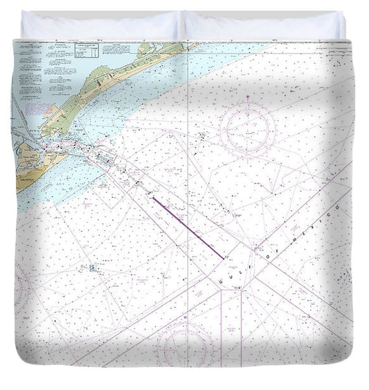 Nautical Chart 11323 Approaches Galveston Bay Duvet Cover