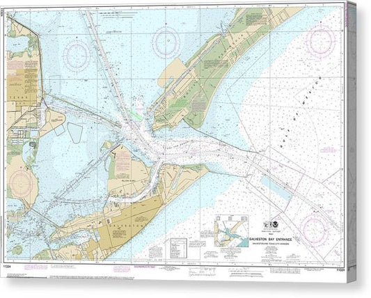 Nautical Chart-11324 Galveston Bay Entrance Galveston-Texas City Harbors Canvas Print