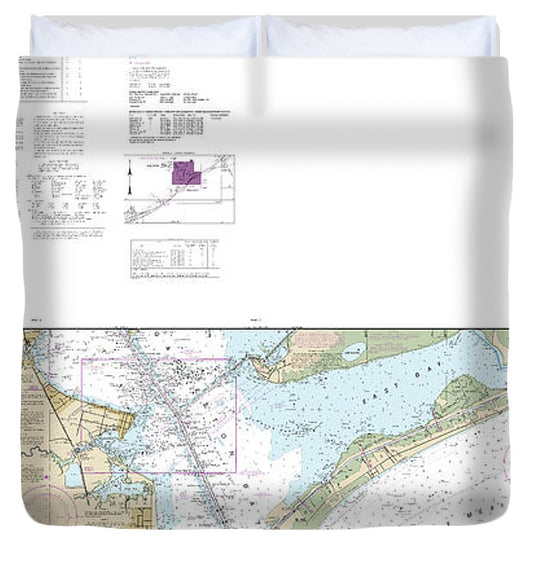 Nautical Chart 11326 Galveston Bay Duvet Cover