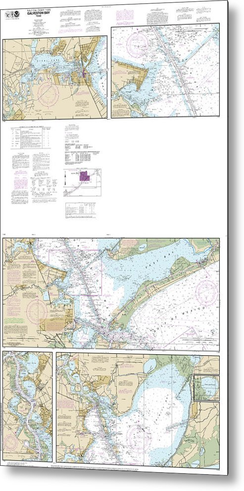 A beuatiful Metal Print of the Nautical Chart-11326 Galveston Bay - Metal Print by SeaKoast.  100% Guarenteed!