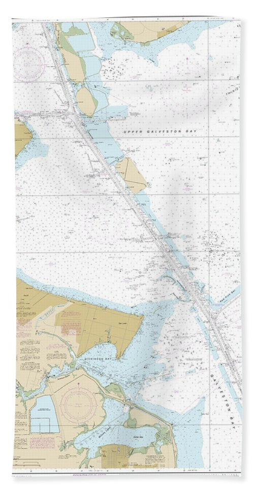 Nautical Chart-11327 Upper Galveston Bay-houston Ship Channel-dollar Pt-atkinson - Bath Towel