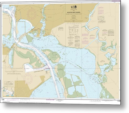 A beuatiful Metal Print of the Nautical Chart-11328 Houston Ship Channel Atkinson Island-Alexander Island - Metal Print by SeaKoast.  100% Guarenteed!