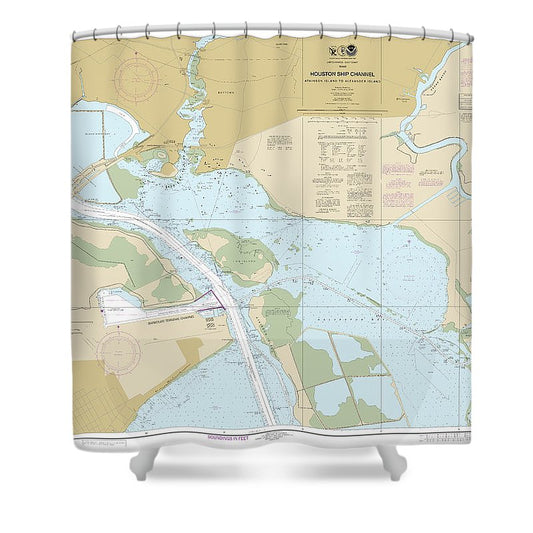 Nautical Chart 11328 Houston Ship Channel Atkinson Island Alexander Island Shower Curtain