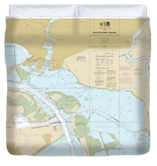 Nautical Chart 11328 Houston Ship Channel Atkinson Island Alexander Island Duvet Cover