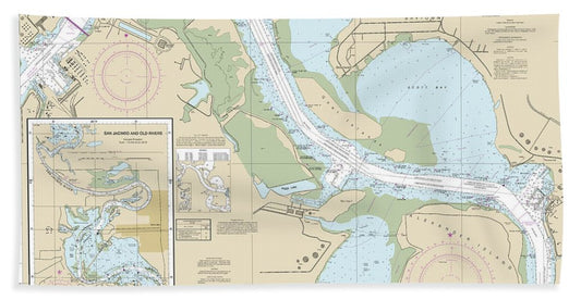 Nautical Chart-11329 Houston Ship Channel Alexander Island-carpenters Bayou, San Jacinto-old Rivers - Bath Towel