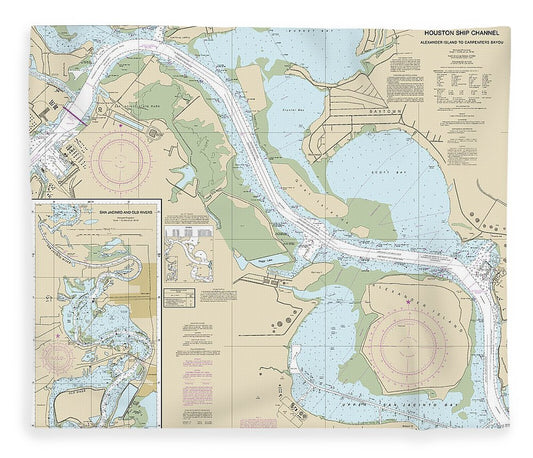 Nautical Chart 11329 Houston Ship Channel Alexander Island Carpenters Bayou, San Jacinto Old Rivers Blanket