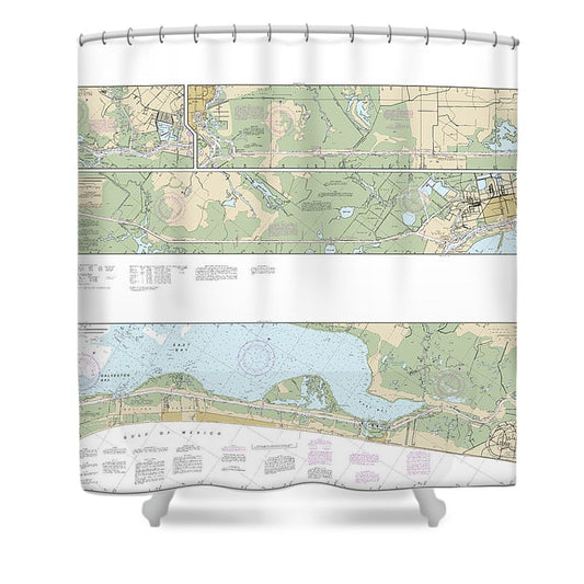 Nautical Chart 11331 Intracoastal Waterway Ellender Galveston Bay Shower Curtain