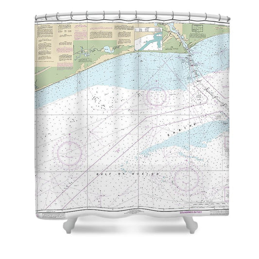 Nautical Chart 11332 Sabine Bank Shower Curtain