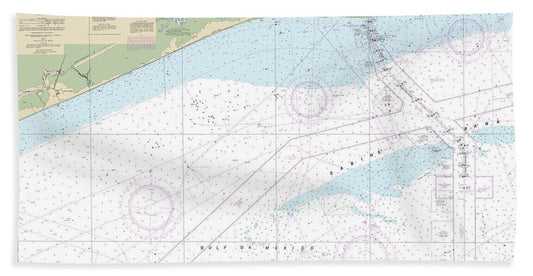 Nautical Chart-11332 Sabine Bank - Bath Towel