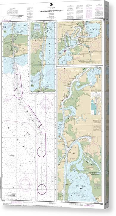 Nautical Chart-11339 Calcasieu River-Approaches Canvas Print