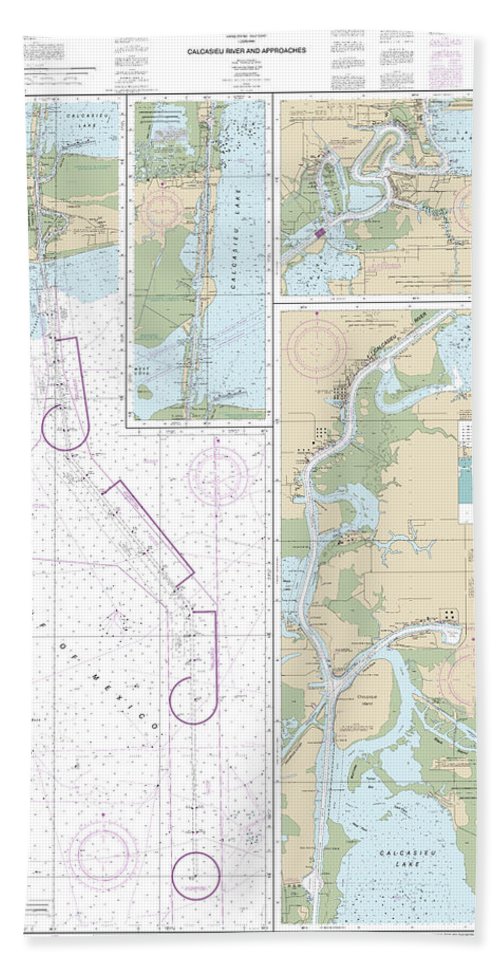 Nautical Chart-11339 Calcasieu River-approaches - Bath Towel