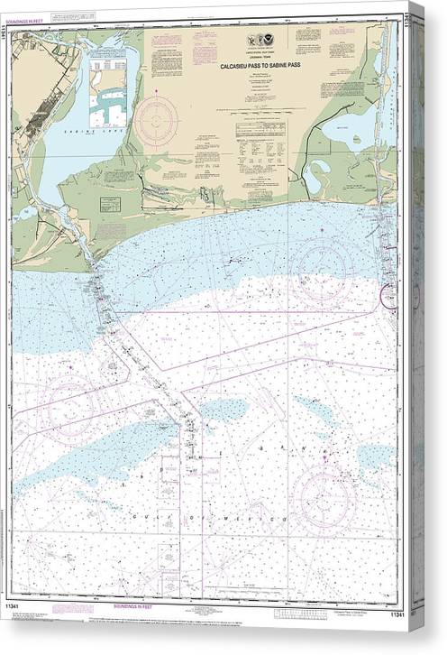 Nautical Chart-11341 Calcasieu Pass-Sabine Pass Canvas Print
