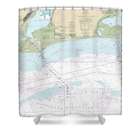 Nautical Chart 11341 Calcasieu Pass Sabine Pass Shower Curtain