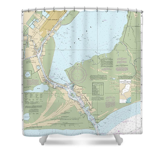Nautical Chart 11342 Sabine Pass Lake Shower Curtain