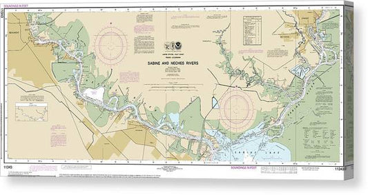 Nautical Chart-11343 Sabine-Neches Rivers Canvas Print