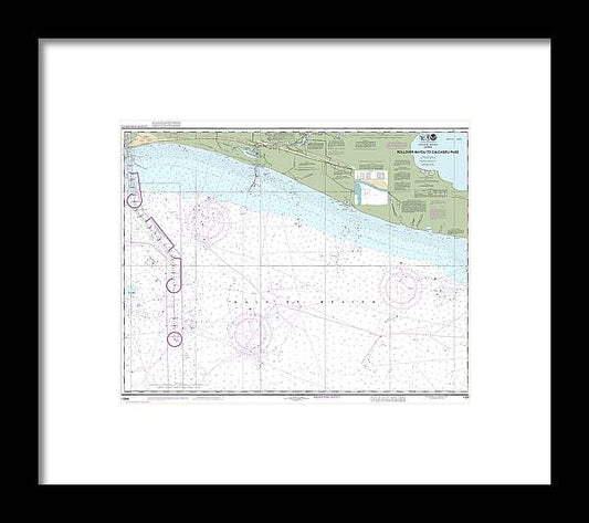 Nautical Chart-11344 Rollover Bayou-calcasieu Pass - Framed Print