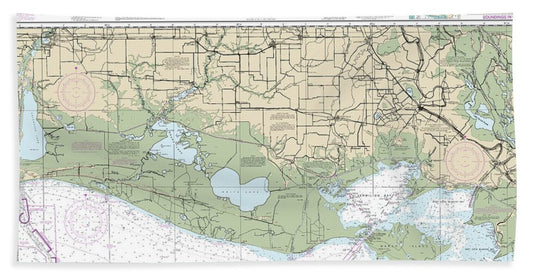 Nautical Chart-11345 Intracoastal Waterway New Orleans-calcasieu River West Section - Bath Towel
