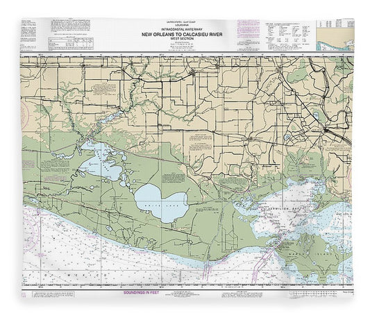 Nautical Chart 11345 Intracoastal Waterway New Orleans Calcasieu River West Section Blanket