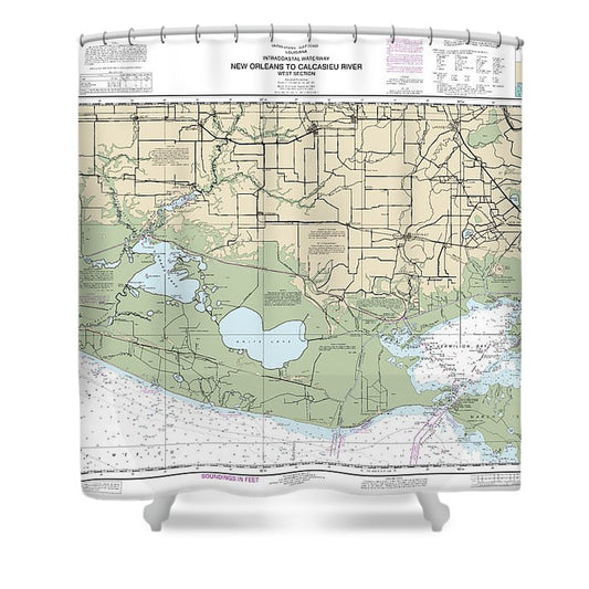 Nautical Chart 11345 Intracoastal Waterway New Orleans Calcasieu River West Section Shower Curtain