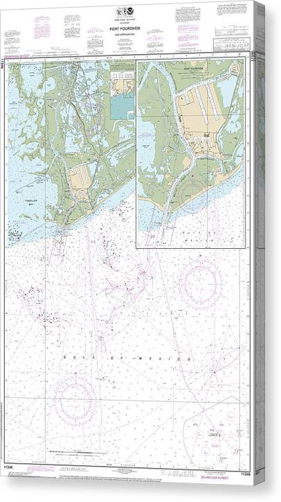 Nautical Chart-11346 Port Fourchon-Approaches Canvas Print