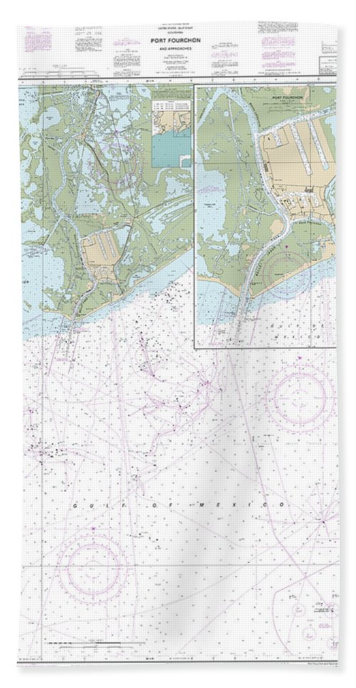 Nautical Chart-11346 Port Fourchon-approaches - Bath Towel