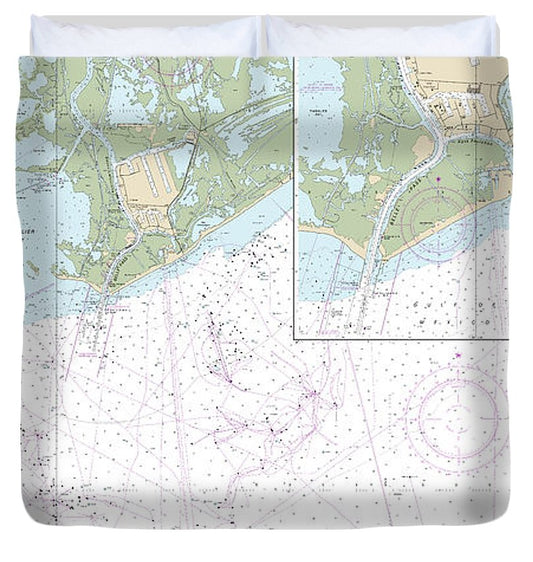 Nautical Chart 11346 Port Fourchon Approaches Duvet Cover