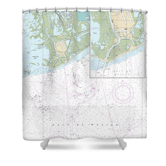 Nautical Chart 11346 Port Fourchon Approaches Shower Curtain