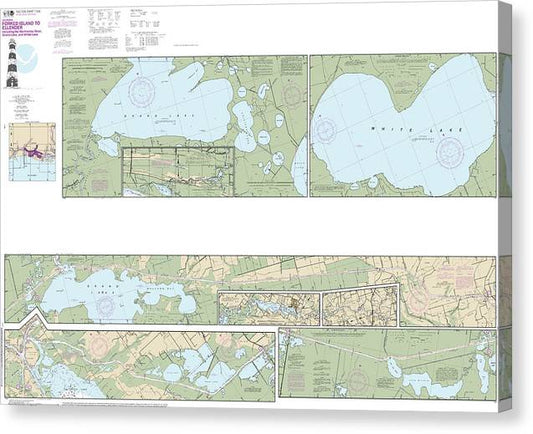 Nautical Chart-11348 Intracoastal Waterway Forked Island-Ellender, Including The Mermantau River, Grand Lake-White Lake Canvas Print