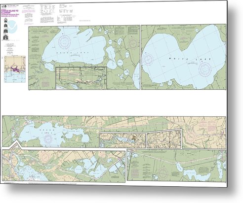 A beuatiful Metal Print of the Nautical Chart-11348 Intracoastal Waterway Forked Island-Ellender, Including The Mermantau River, Grand Lake-White Lake - Metal Print by SeaKoast.  100% Guarenteed!