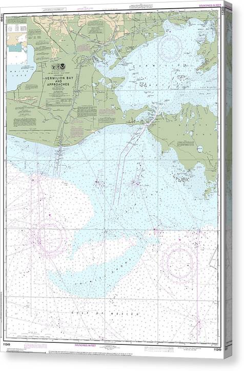 Nautical Chart-11349 Vermilion Bay-Approaches Canvas Print