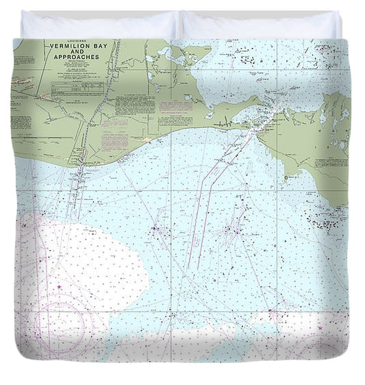 Nautical Chart 11349 Vermilion Bay Approaches Duvet Cover
