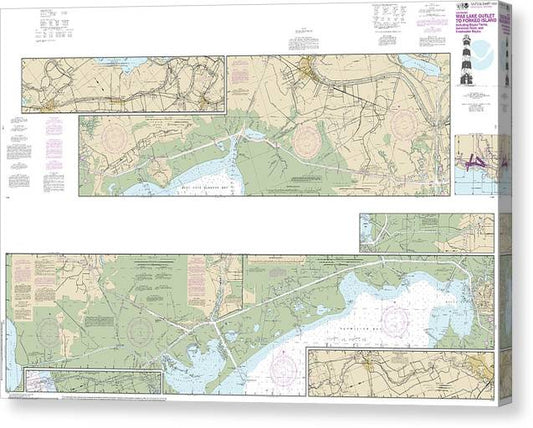 Nautical Chart-11350 Intracoastal Waterway Wax Lake Outlet-Forked Island Including Bayou Teche, Vermilion River,-Freshwater Bayou Canvas Print
