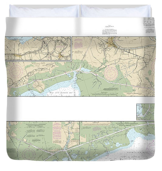Nautical Chart 11350 Intracoastal Waterway Wax Lake Outlet Forked Island Including Bayou Teche, Vermilion River, Freshwater Bayou Duvet Cover