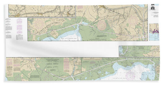 Nautical Chart-11350 Intracoastal Waterway Wax Lake Outlet-forked Island Including Bayou Teche, Vermilion River,-freshwater Bayou - Bath Towel
