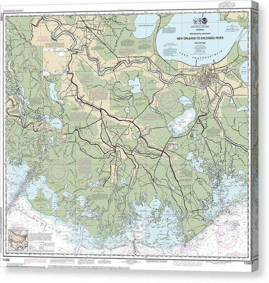 Nautical Chart-11352 Intracoastal Waterway New Orleans-Calcasieu River East Section Canvas Print