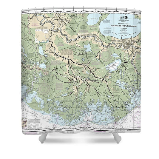 Nautical Chart 11352 Intracoastal Waterway New Orleans Calcasieu River East Section Shower Curtain