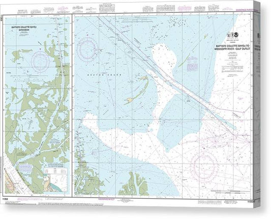 Nautical Chart-11353 Baptiste Collette Bayou-Mississippi River Gulf Outlet, Baptiste Collette Bayou Extension Canvas Print