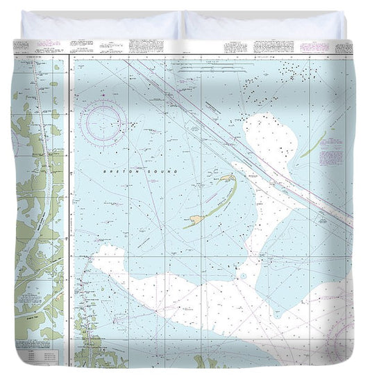 Nautical Chart 11353 Baptiste Collette Bayou Mississippi River Gulf Outlet, Baptiste Collette Bayou Extension Duvet Cover