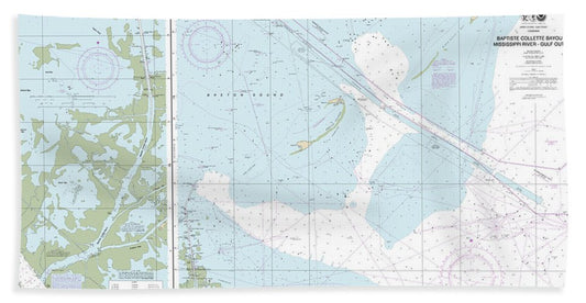 Nautical Chart-11353 Baptiste Collette Bayou-mississippi River Gulf Outlet, Baptiste Collette Bayou Extension - Bath Towel