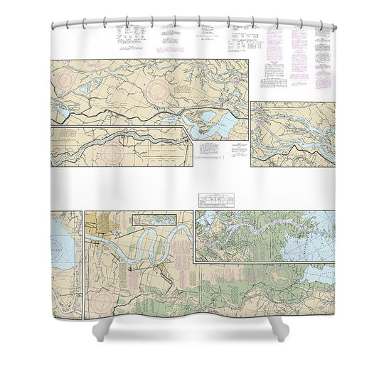 Nautical Chart 11354 Intracoastal Waterway Morgan City Port Allen, Including The Atchafalaya River Shower Curtain