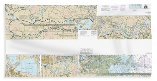 Nautical Chart-11354 Intracoastal Waterway Morgan City-port Allen, Including The Atchafalaya River - Bath Towel