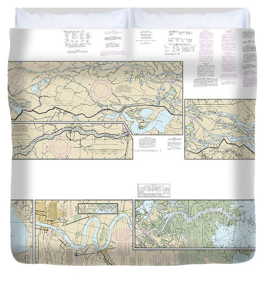 Nautical Chart 11354 Intracoastal Waterway Morgan City Port Allen, Including The Atchafalaya River Duvet Cover